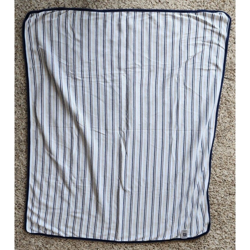 Carter's Baby Blanket Receiving Swaddle Jersey‎ Cotton Blue/Brown/White Striped - Picture 4 of 8